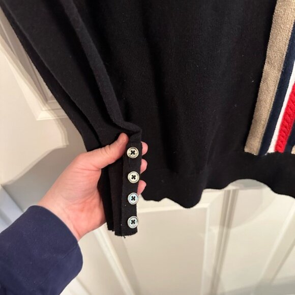 Tommy Hilfiger Black and Red Turtleneck Sweater with Sporty Stripes - Picture 3 of 6
